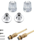 2 Piece Shower Handle Remodel Kit For Verve Faucets - Easy Install, clear acrylic stems, brass parts, and fitting accessories