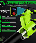 Beast 21V Cordless Leaf Blower with 4 speed modes, turbo brushless motor, battery charge display, and ergonomic grip handle.