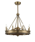Lyon Traditional Ceiling Fan with Light Remote Control 8 Light Candle Fandelier 30 Inch Width Warm Brass Adjustable Height design with eight warm lights.