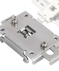 Heavy Duty 35mm Din Rail Clip Kit For Solid State Relays Beefed Up Safe Mounting Bracket, stainless steel, screws visible