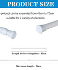 Four Pack White Window Security Bars Extendable Tension Rods 17 To 27.6 Inch Half Inch Diameter With Rubber Tips For Sliding Doors And Windows Locking Safety Bar For Bathroom Cupboard, shown with size range from 43 cm to 70 cm.