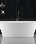67 Inch Freestanding Acrylic Bathtub Sets Main Room Vibes With Double Walled Insulation And Ergonomic Deep Contour, white glossy finish