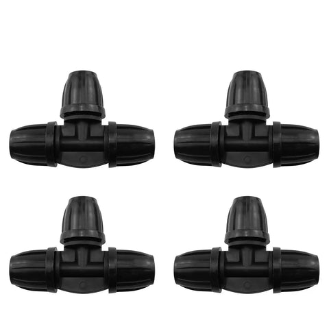Barbed Tee 4 Pack 3 Way Fitting for Drip Irrigation Tubing 8mm and 11mm Garden Sprinkler System Connector High Impact POM