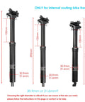 Internal Routing Dropper Post With Lever And Cable Kit For MTB And Ebike, sizes 30.9/31.6mm, travel 100/120/150mm