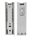 Front and side view of Heavy-Duty 5-Inch Soft Close Ball Bearing Drawer Slides 2 Pack, full extension side mount, galvanized steel.