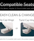 Stay-Tite Toilet Seat Fastening Hardware Upgrade Kit For Easy Change Seats No More Loosening And Installs With Ease Three Eighths Inch Bolt And Nut Secure Fit With Bemis Mayfair And Church Toilet Seats flip and twist cap hinge compatibility