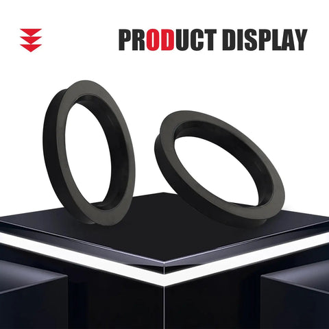 Dead Silent 4 Piece Hub Centric Rings Adapter Kit OD 73 1 MM To ID 60 1 MM Plastic Wheel Centering Collars displayed on black surface.