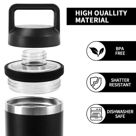 Screw Top Lid Replacement For Yeti Rambler Cups, No Cap Leakproof Chug Cap That Fits All Rambler 18oz 26oz 36oz 46oz 64oz