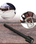 15mm Leather Semicircle Punch For Belt Straps And Purses shown with belts and holes details