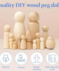 Gonna Love These Super Sturdy Birch Wood Peg Dolls 3.5 Inch Pack Of 10 Unfinished Mom And Angel Figures Ready To Rock Your Next Diy Craft Project Smooth Finish Natural wood dolls with varied shapes, ideal for crafts.
