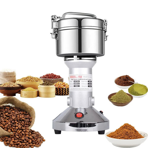 Powerhouse 900W High Speed Grain Mill Grinder 150g Stainless Steel For Seeds Flour Nuts Spices Herbs And Seasonings Dry Grinding Powder Machine Pulverizer For Home Kitchen Use