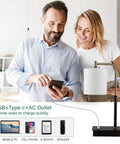People using Bedside Touch Lamp With USB Port Outlet 3 Way Dimmable Modern Table Lamp For Bedroom And Living Room Cozy Sleep Aid