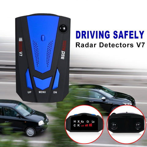 360 Degree Radar Detector With GPS Speed Trap Alerts, 16 Band Voice Warnings, Front Side And Rear Detection, displayed on highway