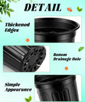 65 Pack One Gallon Seedling Pots With Drainage Holes For Easy Seed Starting And Transplants Flexible Thickened Soft Nursery Pots Built To Last For Home Garden Projects detail view showing drainage holes and flexible soft material