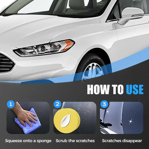 2025 Upgrade Car Scratch Repair Paste For Deep Scratches With Wide Sponge application process on white car