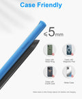 Phone with blue case showing compatibility with Upgraded Fast Wireless Charger Stand for Galaxy And iPhone Models No Cable Hassle