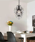 Chic Mini Bronze Chandelier 1 Light 11 Inch Crystal Ceiling Fixture For Bedroom Girls Room Bathroom Closet hanging over dining table