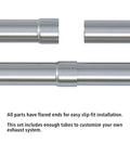 A-KARCK 8-piece 2.5 in 304 stainless mandrel bend exhaust tubing kit with straight and U-bends, flared ends