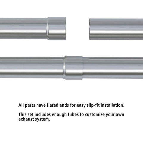A-KARCK 8-piece 2.5 in 304 stainless mandrel bend exhaust tubing kit with straight and U-bends, flared ends