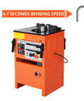 Heavy Duty Electric Rebar Bender And Killer Cutter With Badass 1600 Watt Copper Motor Fast Two In One Bending Machine showing orange unit with controls.