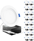 24 Pack 4 Inch LED Recessed Lights With Junction Box, Canless Ceiling Downlights, Dimmable 850 Lumen, 10W, 5000K Daylight
