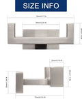 Double Towel Hook Set In Brushed Nickel Built Tough SUS304 Stainless Steel Wall Mounted Coat Hanger with size dimensions
