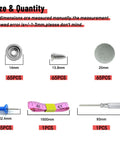 Diagram showing the contents of the 65 Piece Car Roof Headliner Repair Kit With 262 Snap Rivets And Retainer For Interior Ceiling Cloth in Grey Flannelette.