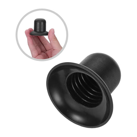 Heavy Duty Black Plastic Umbrella End Caps With Threaded Spiral Finials Perfect For Patio Repair And Keeping Outdoor Gear Looking Fresh Ready For Backyard Fun Or Beach Vibes During Summer Months. Black plastic umbrella end cap, threaded interior, hand-held size