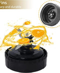 6 Fin Blender Blade Replacement With 2 Pack 16oz Single Serve Cups, showing sharp blades with orange slices