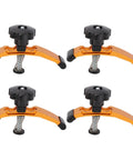 Heavy Duty T Rail Clamping Fixtures For CNC Engraving Machines, 4 aluminum alloy clamps with orange and black design.