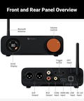 Front and rear panel overview of ZD3 Desktop DAC Preamp With HDMI ARC And ES9039Q2M Chip Fully Balanced DAC For Home Stereo Bluetooth