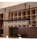 Red Wall Mounted Wine Glass Holder With High Legged Hanging Bracket And Adjustable Suspension Rod in modern kitchen setting