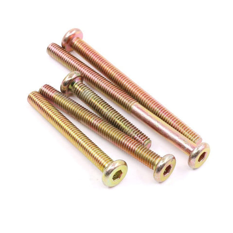 Assorted lengths of 100-Piece M6 Zinc Plated Crib Screws Kit With Hex Drive Socket Cap Barrel Screws And Nuts For Furniture