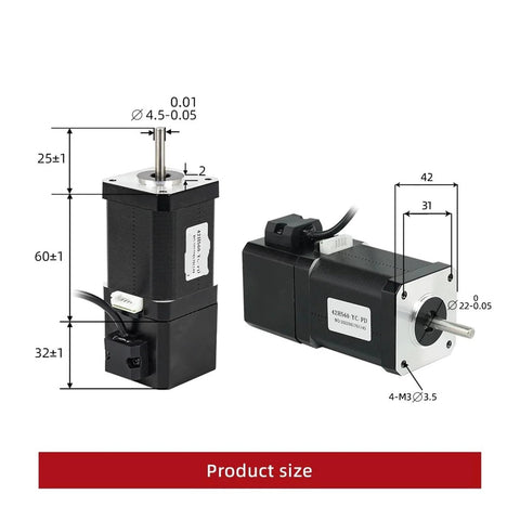 NEMA17 2-phase 4-lead stepper motor, model 42HS60-YC-PD, 60 mm length, 70 N·cm torque, 4 mounting holes