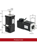 VXAXPOHZA 42HS60-YC-PD NEMA17 2-phase 4-lead brake stepper motor, 60mm body, 70 N·cm torque, front and side views