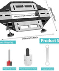 Pro Grade Door Hinge Adjustment Tool Kit With Template Jig And Concealed Hinge Locator, aluminum, 18 cm max length jig and tools shown.