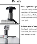 Heavy Duty 650W Electric Bone Saw Commercial Tabletop Cutter Blade tightness adjustment knob for easy use.