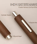 3 In 1 Cat Eye Nail Magnet Kit For DIY Manicures, cigar shape tool with brown handle and cylinder, round, square heads