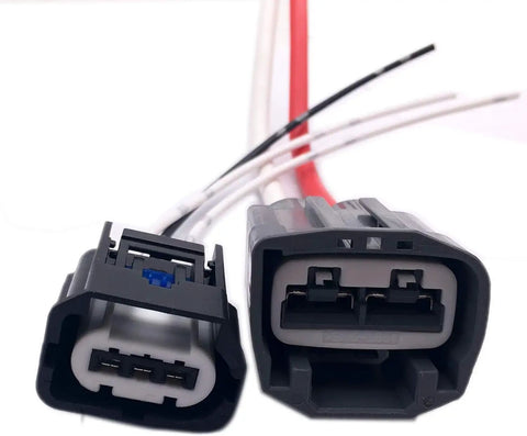 Front view of Set Of Two Pigtail Connectors For Volvo And Ford Electric Power Steering Pumps EPS Wire Connector Plug Kit Type 1 Compatible With 2005 Through 2009 Models.