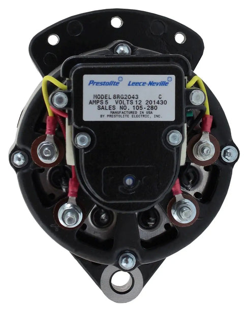 Rear view of Premium 12V Marine Alternator 90A With External Fan And Internal Regulator 1 Inch Mount 3 Ear Self Excited USA