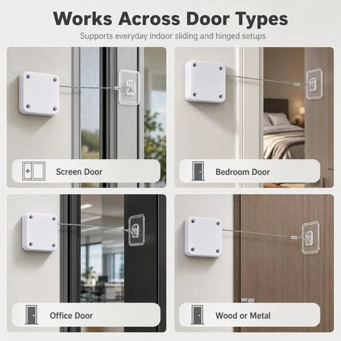 Heavy Duty Door Closer Kit With 1000G Pull Force For Sliding Screens And Interior Bedroom Doors White Reinforced Steel