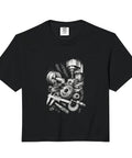 CNC Tools Vise Gauge Square Gift For Machinists And Mechanics Boxy Fit Vintage Cropped Tshirt in black with machine print.