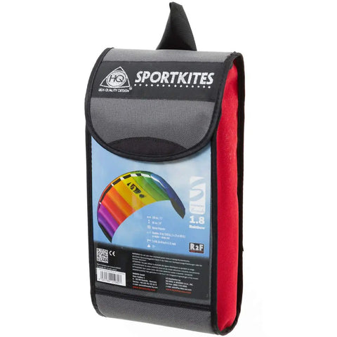 Rainbow 1.8 Stunt Kite For Beginners And Pros in packaging with dual line foil sport kite image on the front