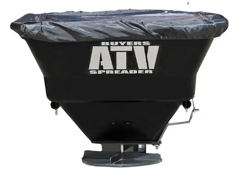Beefy ATV Broadcast Spreader With Rain Cover, 100 Pound Capacity Poly Hopper, Rear Rack Mount, 12 Volt Motor, All Season Use