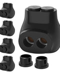 Two Port Insulated Wire Tap Connector For 4 To 14 AWG Copper And Aluminum Wires, Single Sided Entry, 5 black connectors display