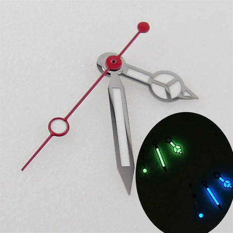 Watch Hands Replacement Set For NH35 NH36 NH35A NH36A 7S35 4R35 7009 Automatic Movements With Green Lume and Red Second Hand