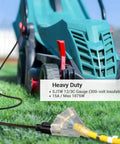 Heavy Duty 15 Foot 12 Gauge 3 Conductor Outdoor Extension Cord With Tri Tap Splitter LED Lighted Plug near lawn mower