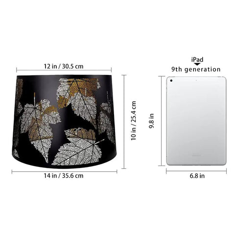 Metal Etched Drum Lamp Shade With Dope Leaf Pattern For Table And Floor Lamps Large 12 By 14 By 10 Inch Spider Fitter Harp Required