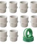 3/4 Inch PVC Pipe Fitting Kit 10 Pack NPT Female Thread Socket and Slip Coupling Connector Sch40 with PTFE tape