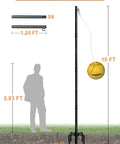 Tetherball Set With Ball And Rope For Outdoor Backyard Play Adjustable Tether Ball Pole With Screw Reinforcement 10 Ft Height Diagram